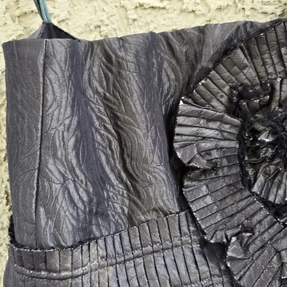 BCBGMaxAzria Gunmetal Floral One Shoulder Dress - Picture 5 of 13